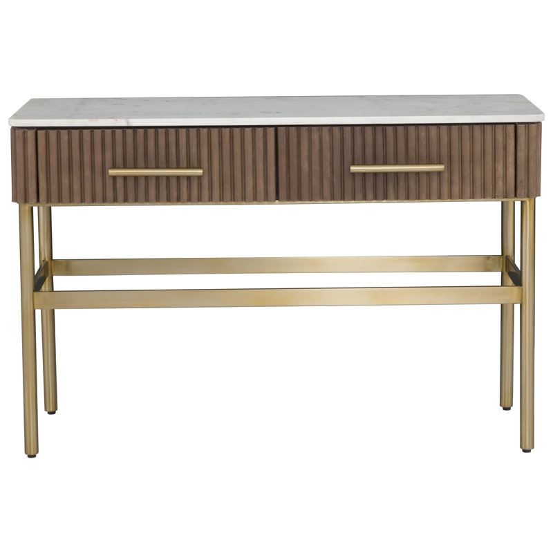 Two Drawer Rectangular Console, White