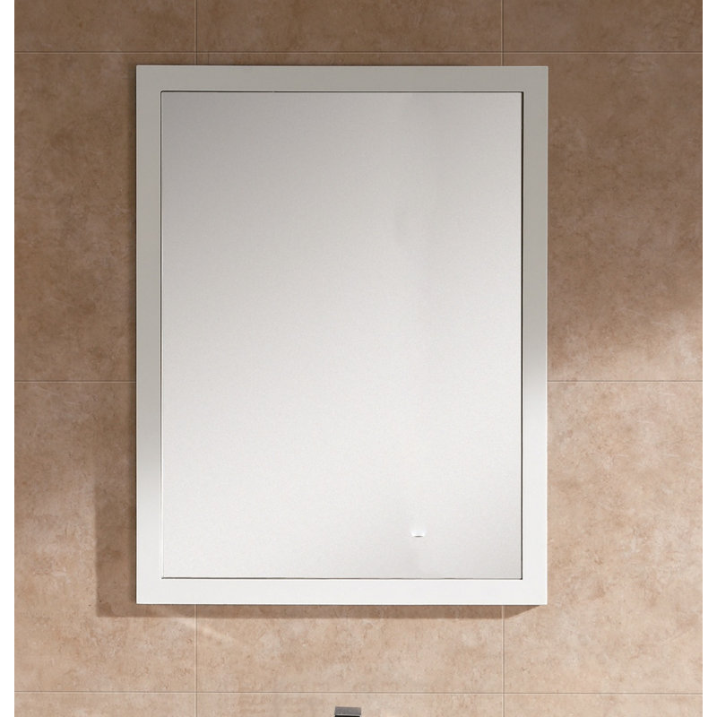 Hendrix Wood Wall Mirror, White, 33.5" H x 29.5" W