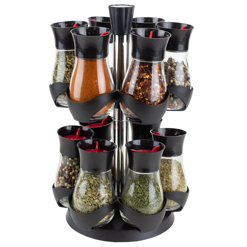 Kamenstein Heritage 20-Jar Revolving Pre-Filled Countertop Spice Rack  Organizer Stainless Steel with Free Spice Refills for 5 Years 