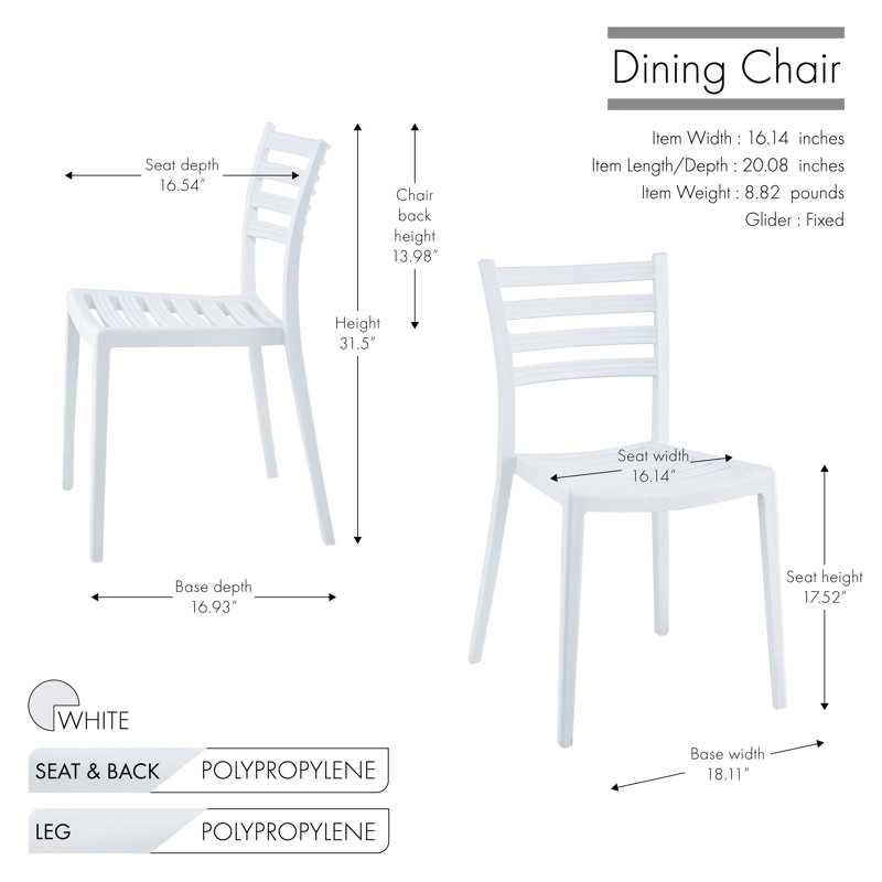 17.52'' H Stacking Side Chair, White, 4