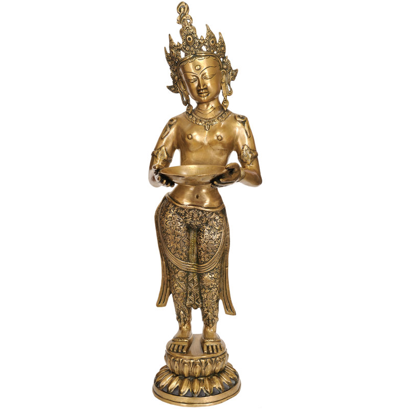 Statue 31 po déesse en laiton fabriquée à la main Tara - divinité bouddhiste tibétaine de bienveillance