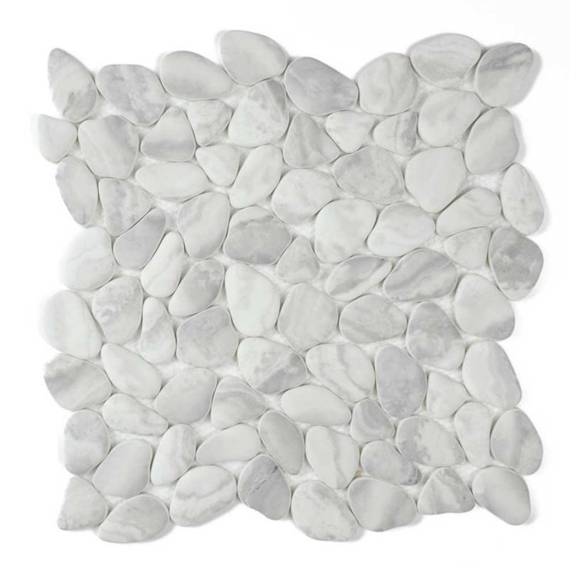Huron Glass Pebbles Mosaic Tile, Glacier