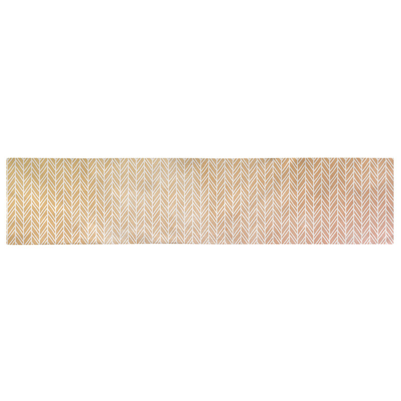 Chemin de table chevrons Avicia, 73,5 po x 17,5 po, Rose / Jaune, Coton