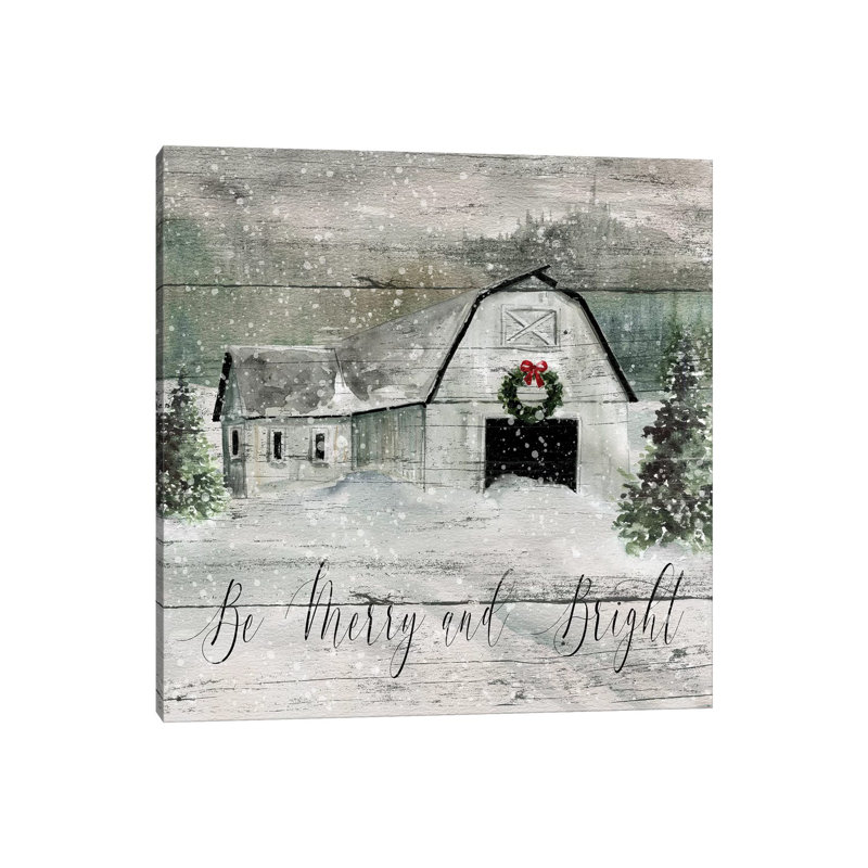 Merry And Bright Barn by Carol Robinson - Print on Canvas, 66.04 cm H x 66.04 cm W x 1.91 cm D, Wrapped Canvas