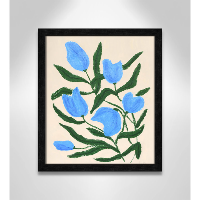 Imprimé de tulipes bleues par Camilla Bergqvist, Impression encadrée noire sans passe-partout, H 15 po x l 13 po x P 0,75 po