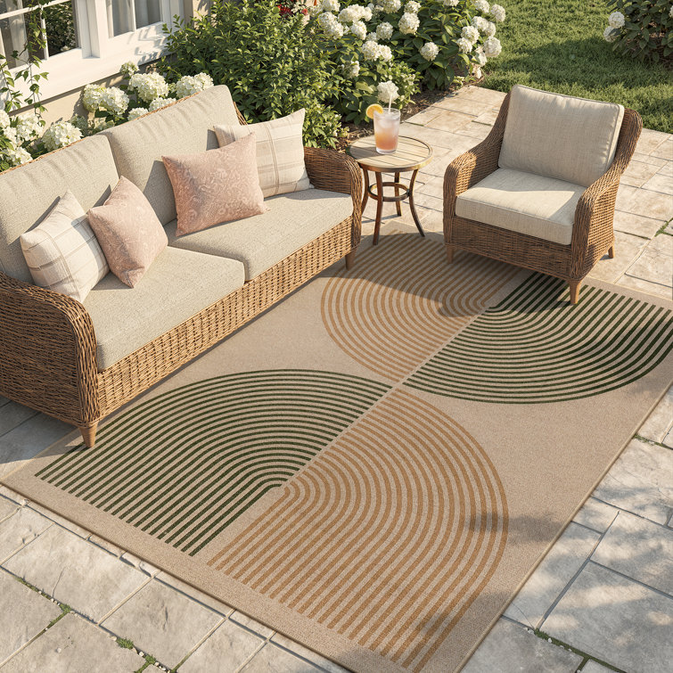 Narze Modern Easy Jute Machine Washable Area Rug with Non-Slip Backing for Patio,Backyard,Balcony ,Deck