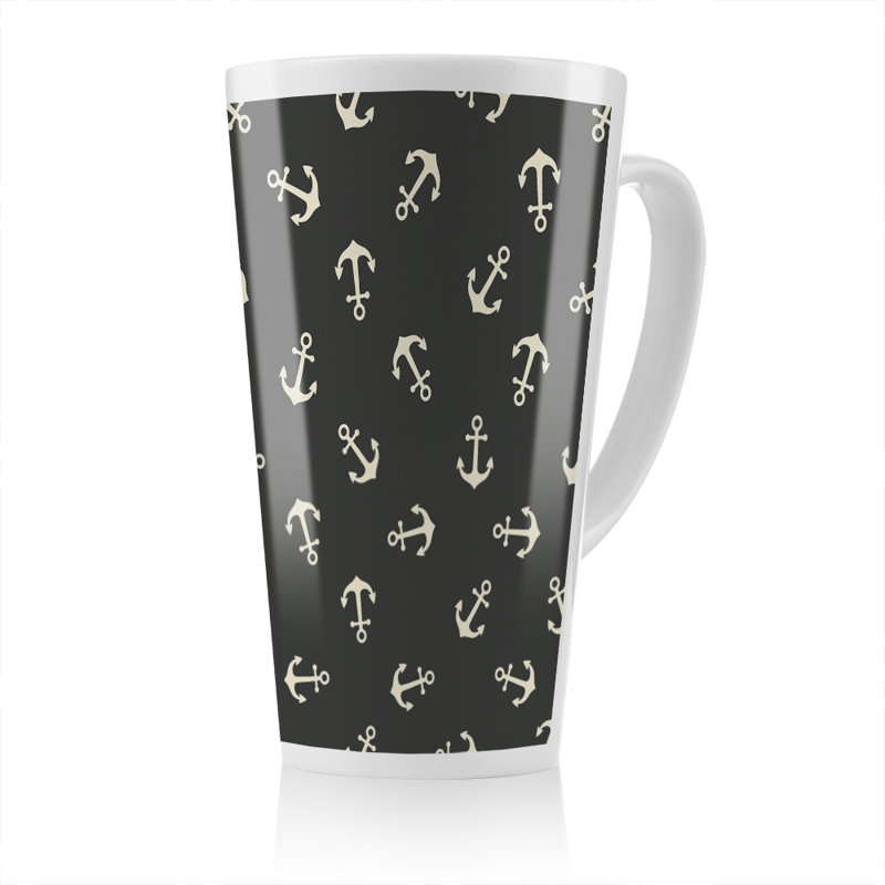 Anchors On Latte Mug, Black