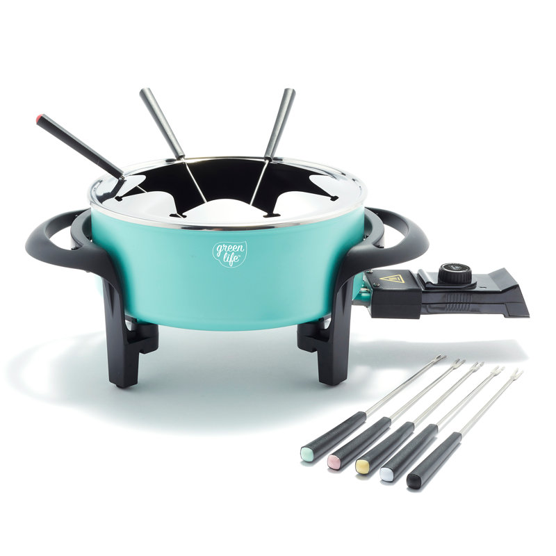GreenLife Electric Fondue Pot, Turquoise