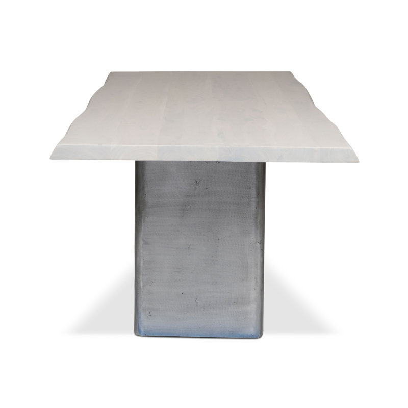 Colin Dining Table Cast Slab Base, 29.75"H x 92"L x 40"W, White Wash