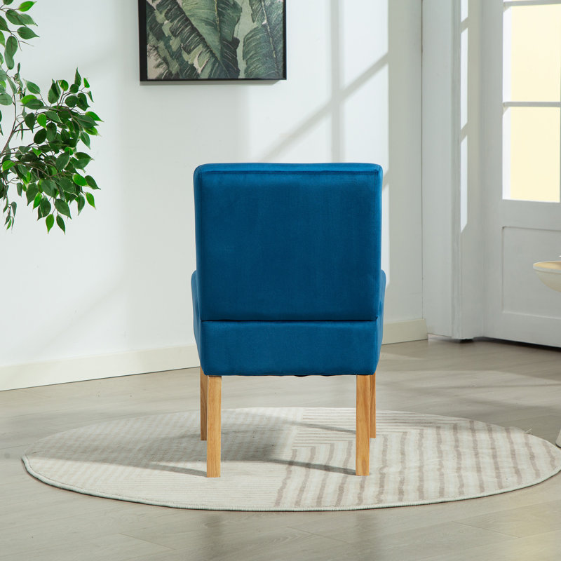 Corina Velvet Fabric Armless Accent Chair, Blue