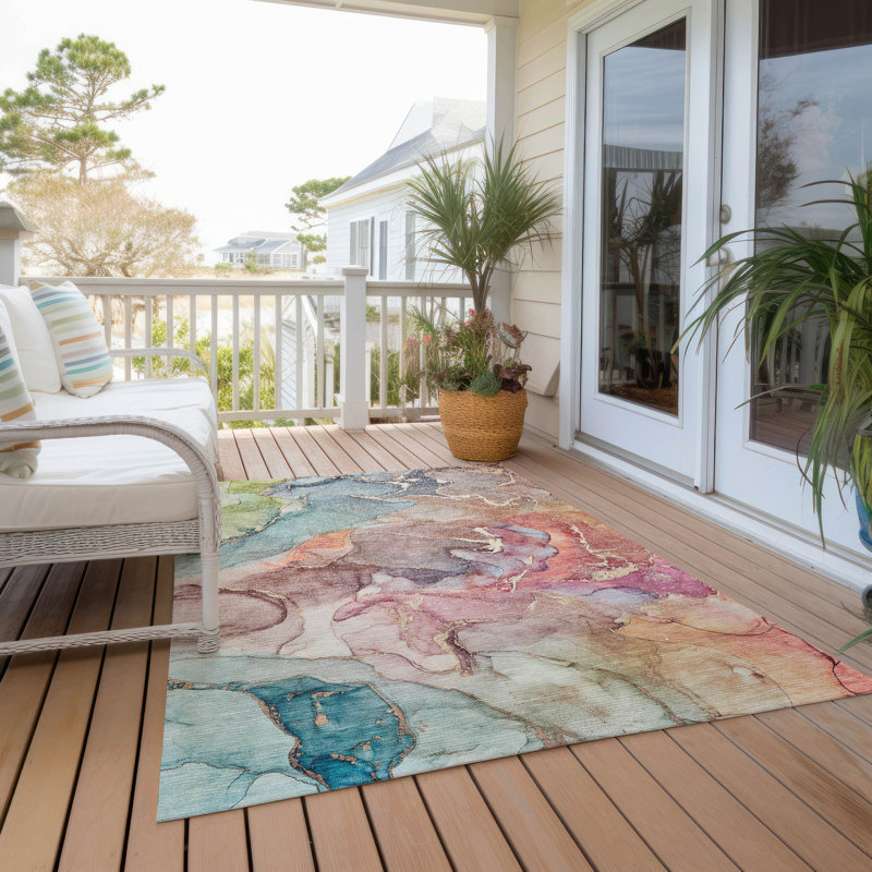 Alfonzo Abstract Indoor / Outdoor Rug, Rectangle 5' x 7'6"