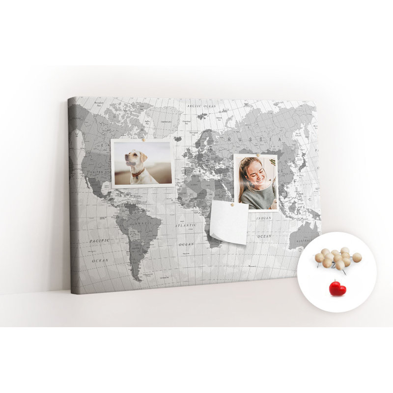 Wall Mounted bulletin board print home decor message pin boards decorative corkboard Mapa świata