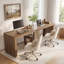 Bureau double 79 po avec tablettes de rangement pour 2 personnes, bureau d'ordinateur extra long pour le bureau personnel