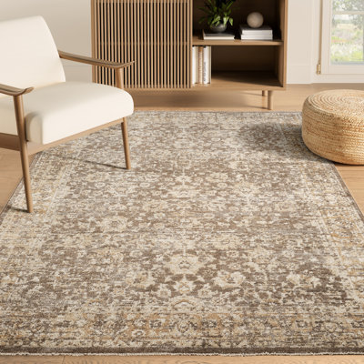 Abani Rugs EVE100A Evelyn Distressed Floral Beige Taupe Area Rug