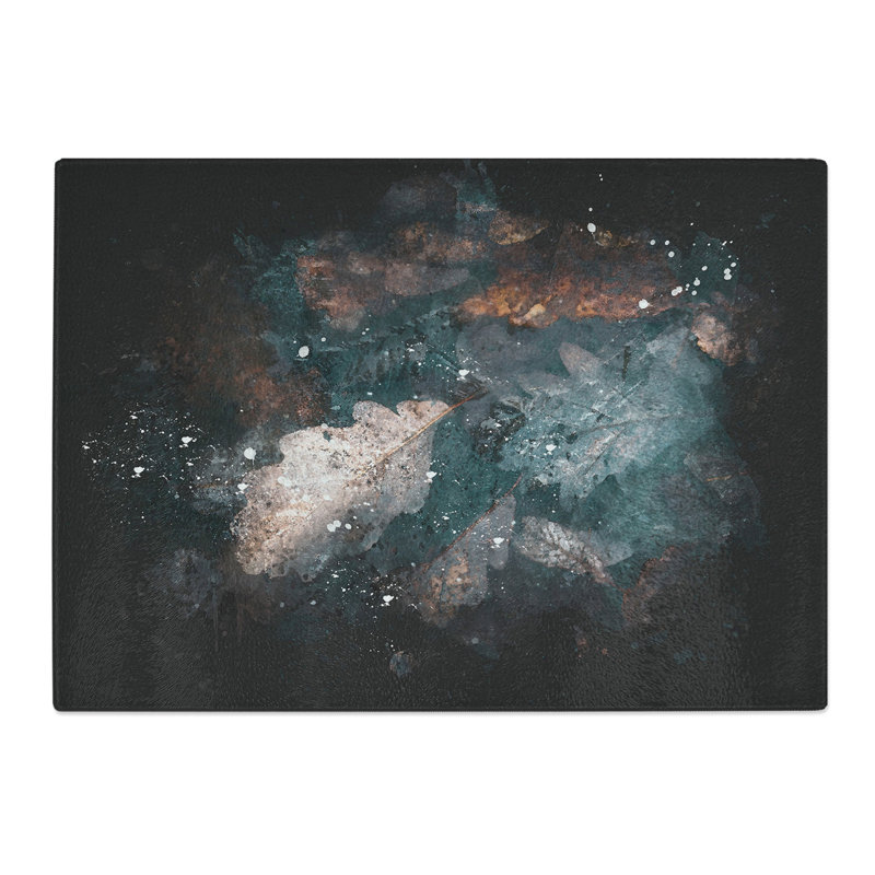 Tempered Glass Autumnal Leaves Paint Splash Chopping Board, 28.5 cm x 39 cm