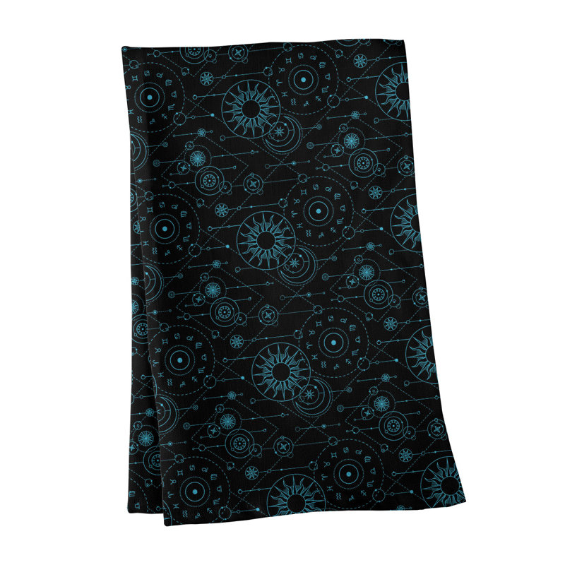 Tea Towel Kitchen Towel, Cotton Twill, Black/Blue