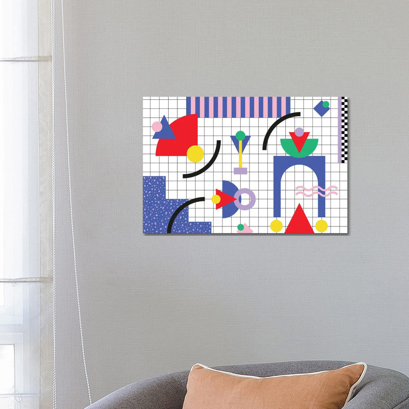 Motif de Memphis 88 - années 80/90 rétro - reproduction d'art mural - toile tendue, H 18 po x l 26 po, Toile tendue