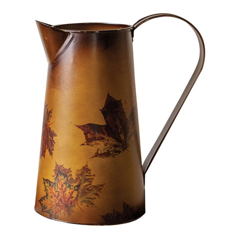  Metal Pitcher Fall Decor 8.75"H Decorative Rustic Home Accent Vase