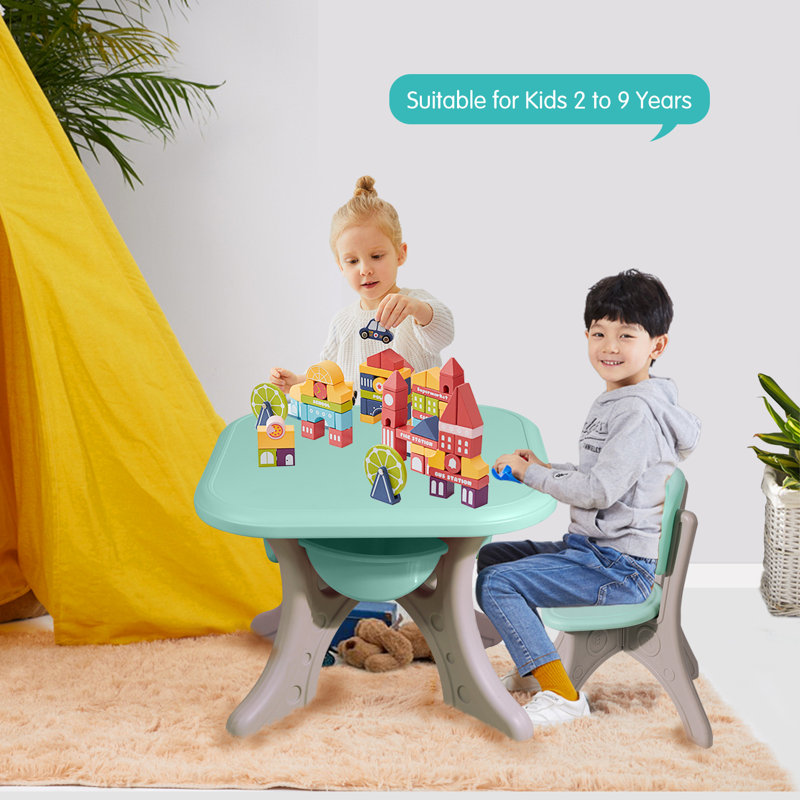 Ensemble de table pour enfants et 2 chaises avec rangement pour jouets, station d'activité pour salle de jeux