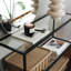 Commode industrielle moderne avec cadre 100% verre trempé et métal, noir | 39,4 po x 33,5 po x 11,8 po | Épaisseur du verre de 4 mm, nombreuses tablettes, fixation murale et design élégant pour les espaces contemporains-1700707740
