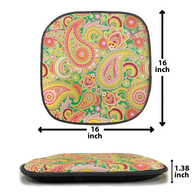 Outdoor 1.38'' Dining Chair Seat Cushion, Yellow/Pink