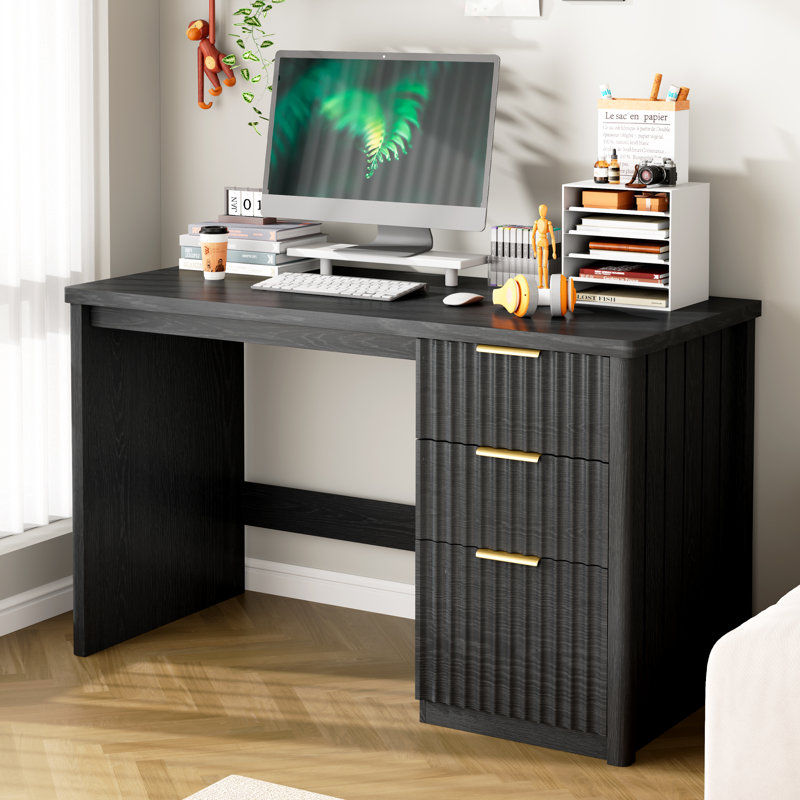 120cm W Computer Desk with File Drawers and Storage Drawers, Black