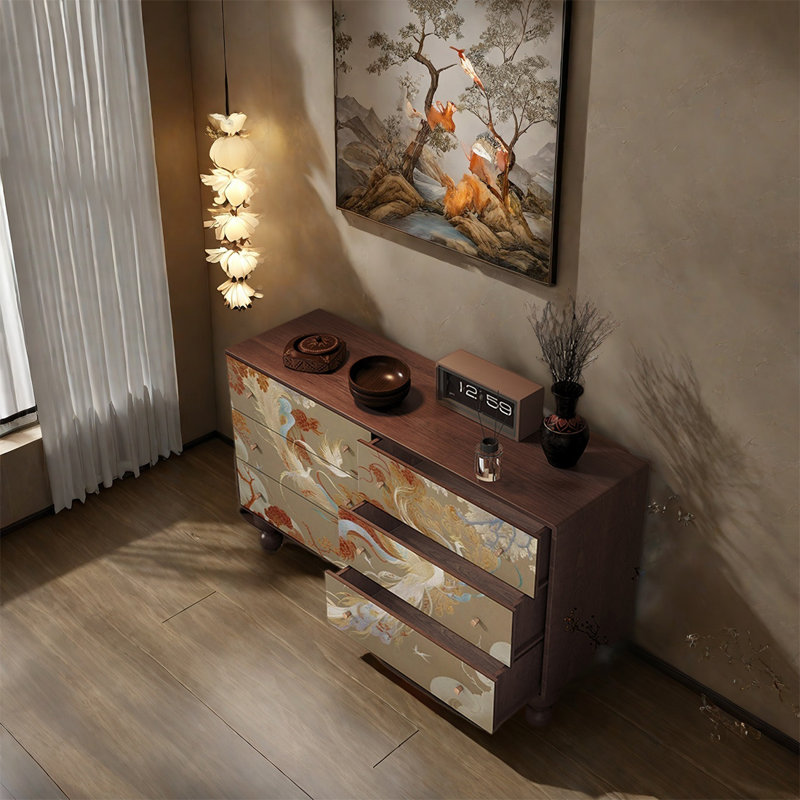 Buffet avec six tiroirs de rangement, Noyer