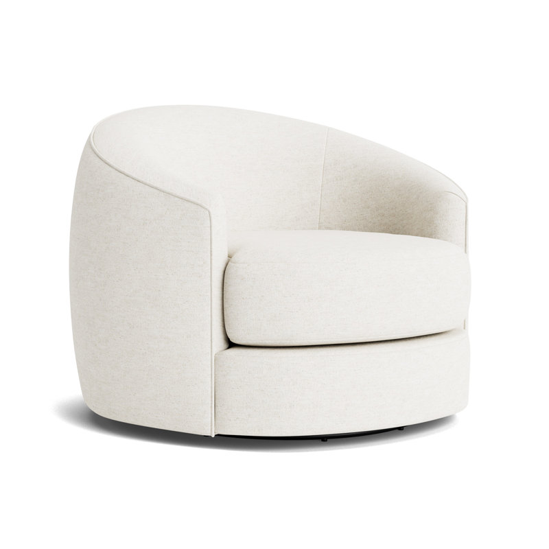 Giselle Full Swivel Chair, Textured Slub Weave - Linen