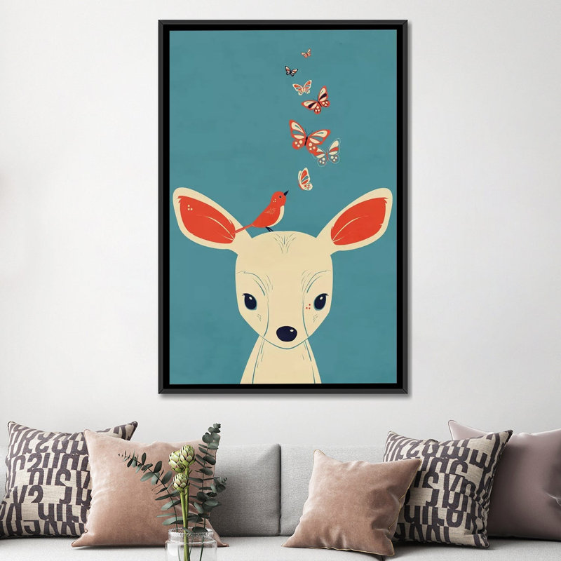 Flutter - impression sur toile tendue, H 26 po x l 18 po x P 1,5 po, Toile avec cadre noir, Pas de tapis