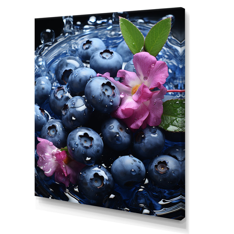 «Blue Blueberry Bliss I» - fruits, art mural, H 20 po x l 12 po x P 1 po