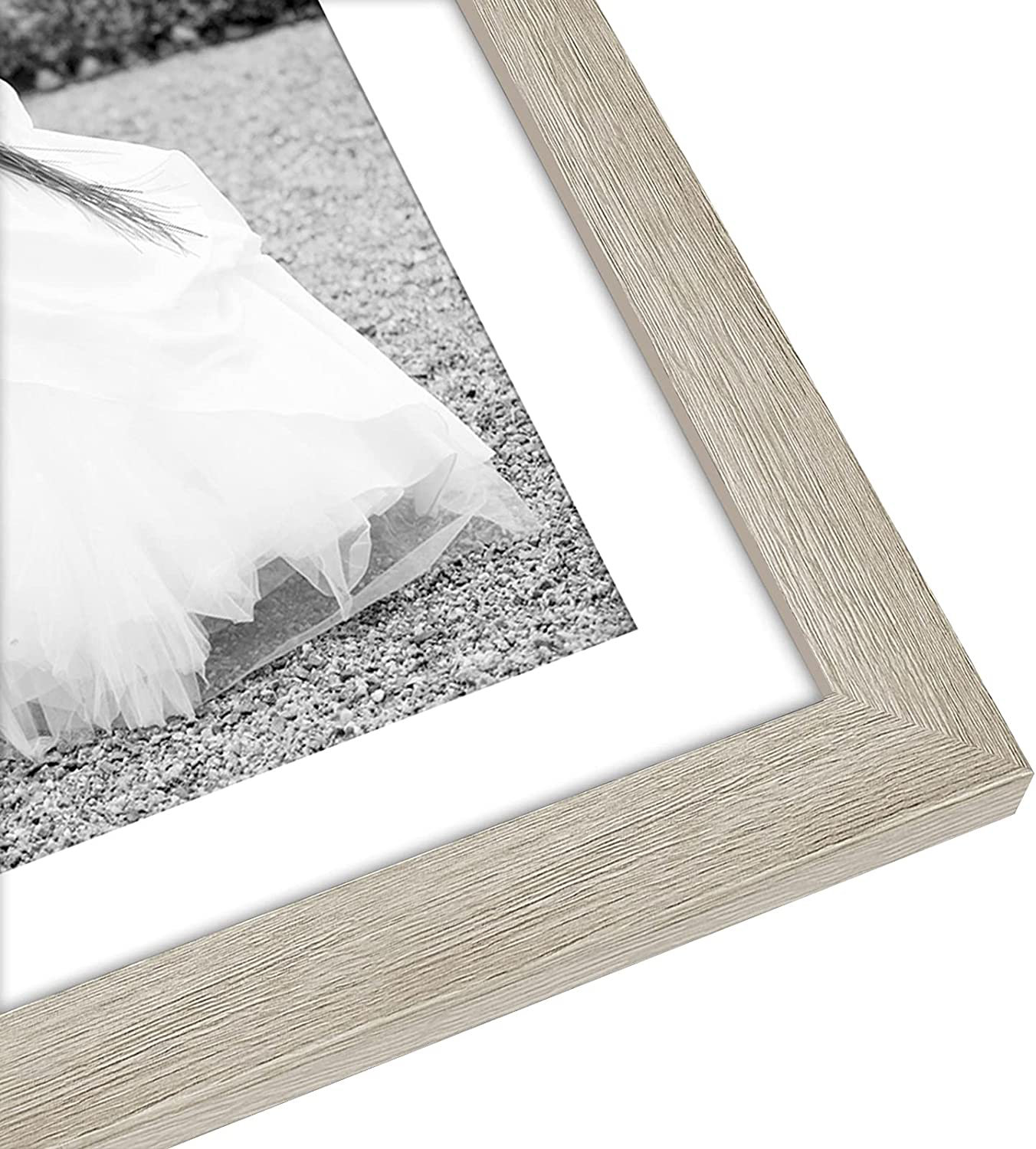 8x10 11x14 16x20 Photo Frame Solid Wood White Mat for Picture Tempered  Glass