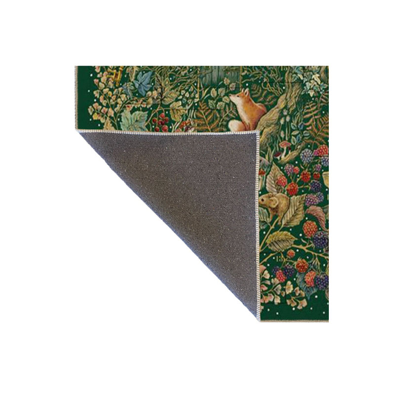 Tapis vert lavable à motif géométrique et animal vert, Sous-tapis rectangulaire 2 pi 4 po x 3 pi 11 po