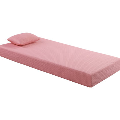 7" Twin Mattress & Pillow, -absorbing Fabric, Gel- Foam, Pink, Ventilated, Firm Comfort Level And Tea Breathable Pink Cloth, Gel-, Comfy Sleep