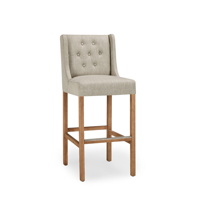 Upholstered Bar & Counter Stool, French Beige Basketweave, Bar Stool (30" Seat Height)