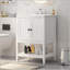 Lavabo de salle de bain moderne élégant en céramique 24 po avec tablette ouverte en bois massif