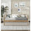 Lit de jour moderne 1pc avec lit gigogne escamotable beige Boucle touffeté chambre à coucher Mobilier de style transitionnel finition naturelle