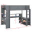 Lit mezzanine en bois pleine grandeur pour jouer, livré avec un bureau, plusieurs tablettes de rangement et une zone de chargement