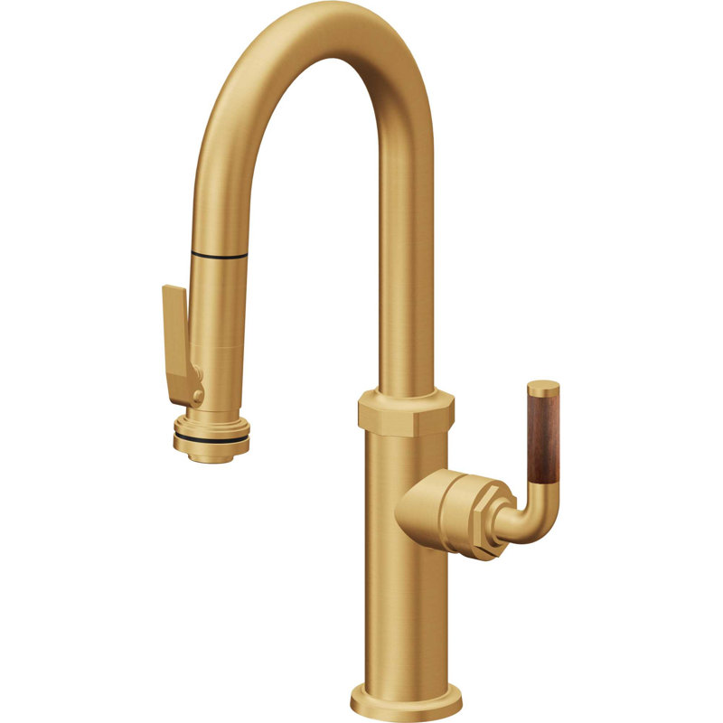 Pull-Down Prep/Bar Faucet With Squeeze Sprayer, Lifetime Satin Gold