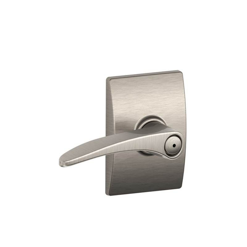 Manhattan Privacy Door Lever with Century Rosette, Satin Nickel