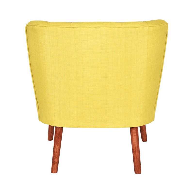 Élégant fauteuil à oreilles, structure en bois massif, tissu jaune, 25,2 po x 29,5 po x 25,6 po | Revêtement 100% polyester facile à nettoyer, hauteur du siège confortable: 15,7 pouces, idéal pour le salon et le coin lecture, pieds en bois durables