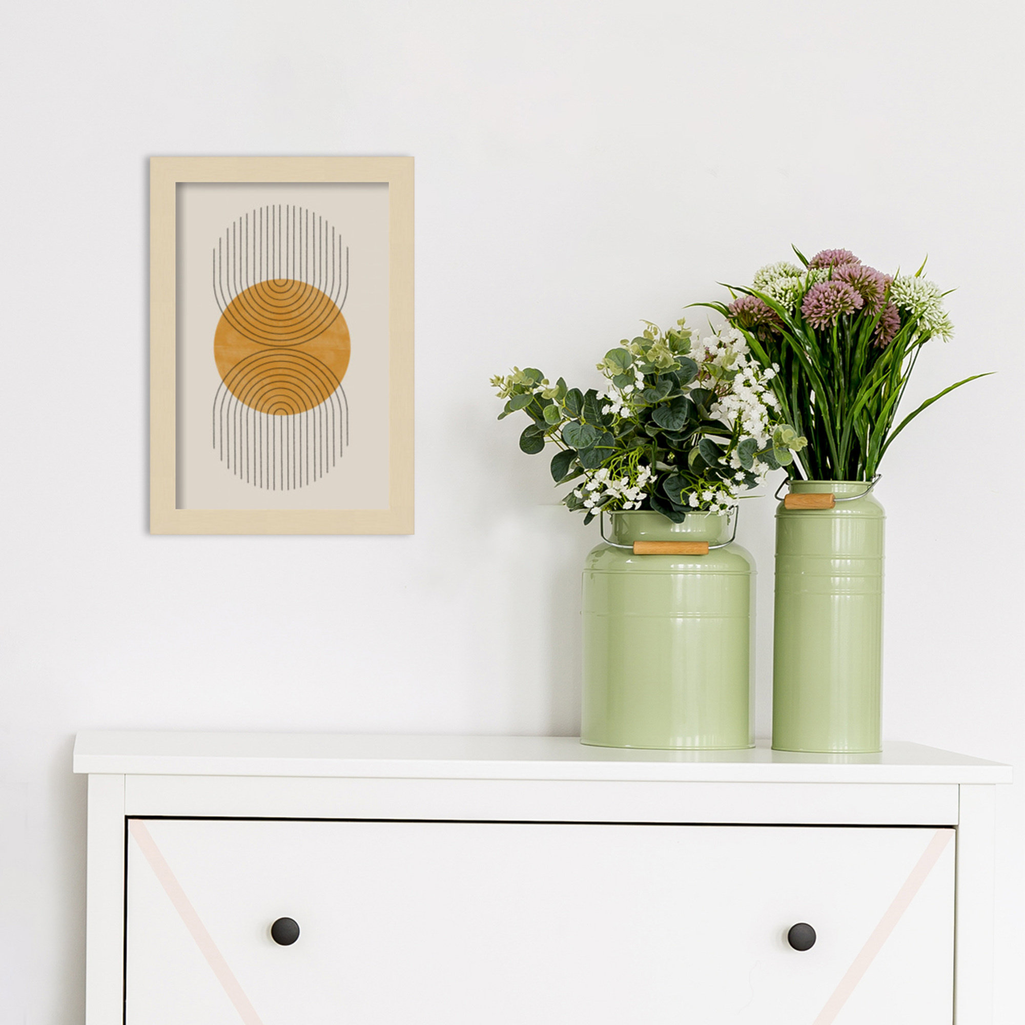 Perfect Point Yellow by The MIUUS STUDIO, 13" H x 9" W x 1" D, Brown Framed