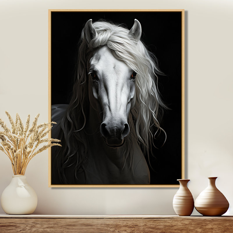 Gris gris majestueux - impressions encadrées de chevaux, H 20 po x l 12 po x P 1 po, Cadre flottant érable