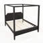 Lit plateforme à baldaquin en bois avec tête de lit et pieds de support-128949119-128949117