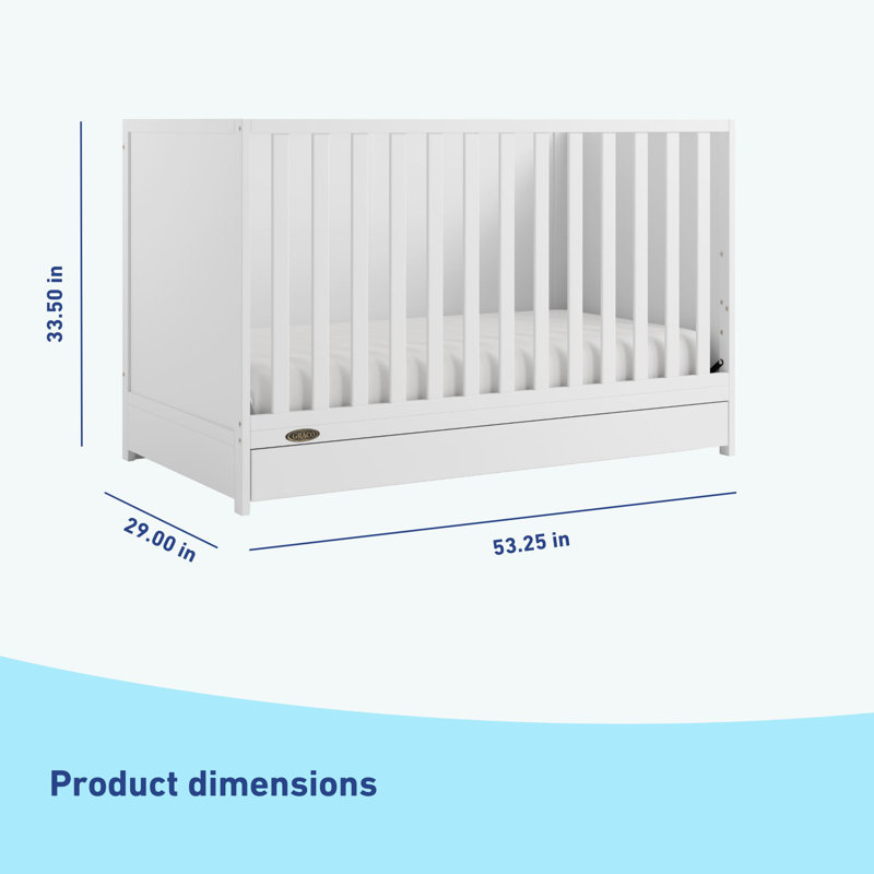 Theo 3-In-1 Convertible Crib With Drawer, White, Crib