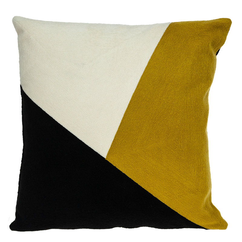 Parkland Collection Lineo White Geometric 20" x 20" Embroidered Decorative Throw Pillow