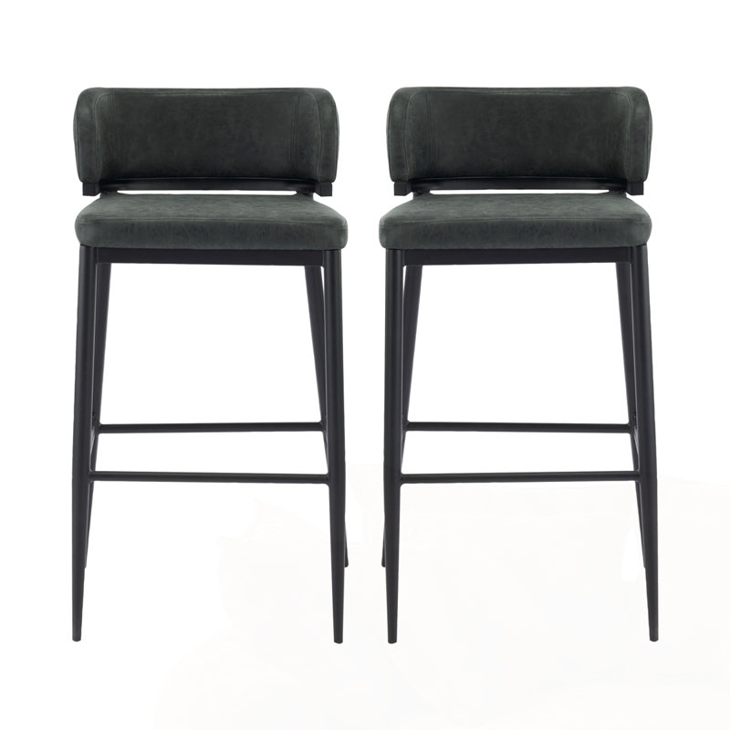 Tabouret de bar en métal et en cuir, Gris