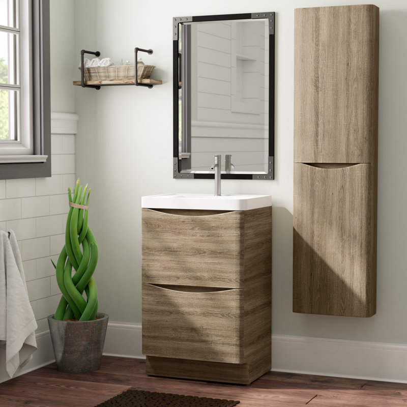 Firkins Modern 24" Single Bathroom Vanity Set, White Oak