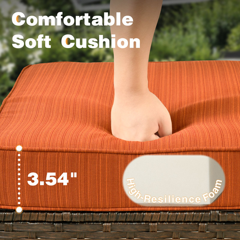 Eaker Wicker Outdoor Ottoman, Orange