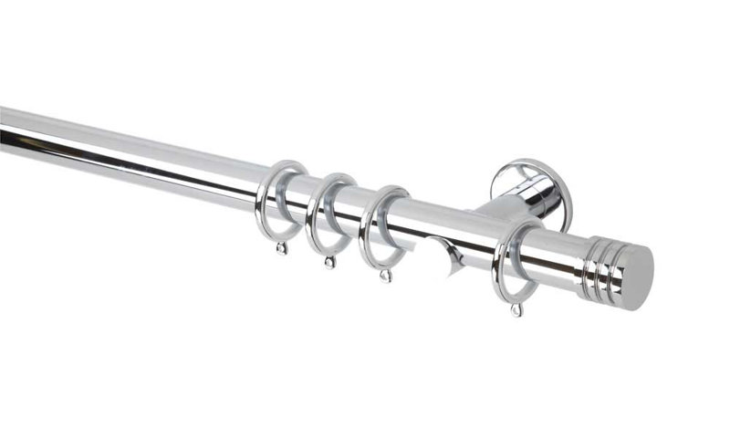 Single Curtain Pole, 3.5 cm L x 180 cm W, Chrome