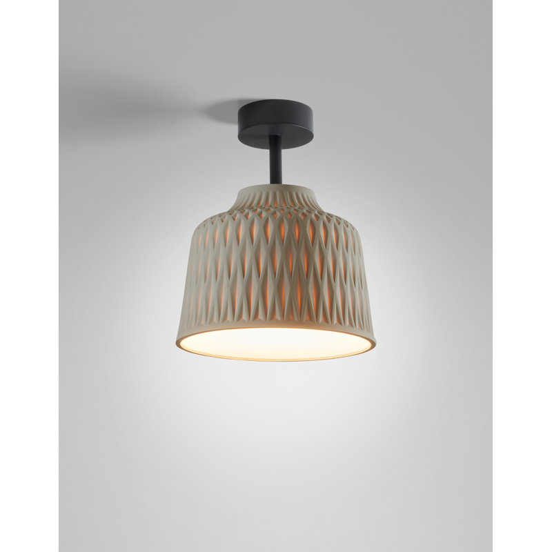 Plafonnier semi-encastré noir l 11,81 po, Gris clair